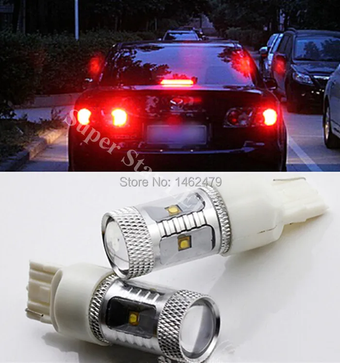 Pair LED Brake Lamp tail Backup Bulb Light T20 W21/ 5W 7443 Fit For