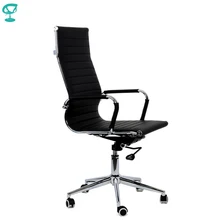 95173 Кресло для персонала Barneo K-110 черная кожа высокая спинка кресло офисное кресло компьютерное кресло с системой качания мебель для офиса компьютерные кресла в Казахстан по России