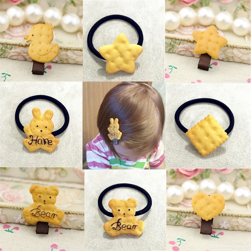 1 Unid Mujeres Niños Niñas Kawaii Lindo de la Historieta de Galletas Clip de Pelo de