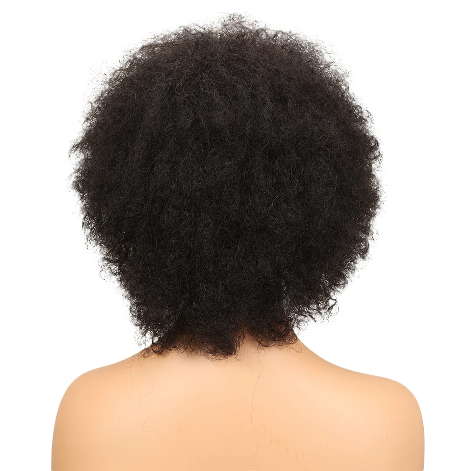 Гладкий афро кудрявый парик бразильские человеческие волосы парики для черных женщин Remy афро кудрявые волосы парик
