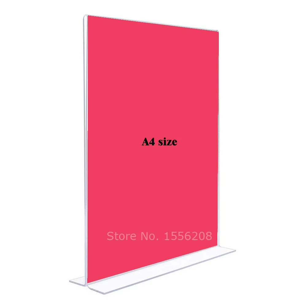 

New A4 double sided acrylic frame fashion plexiglass photo holder creative perspex gift desk tabletop sign lable holder rack 3mm