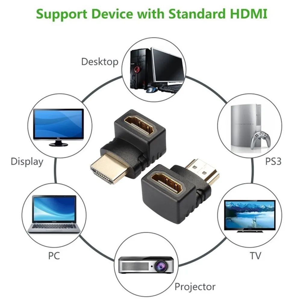 HDMI кабель адаптер конвертер 90 270 градусов правый угол мужчин и женщин удлинитель для 1080P HDTV PC PS3 разделитель монитора проектора