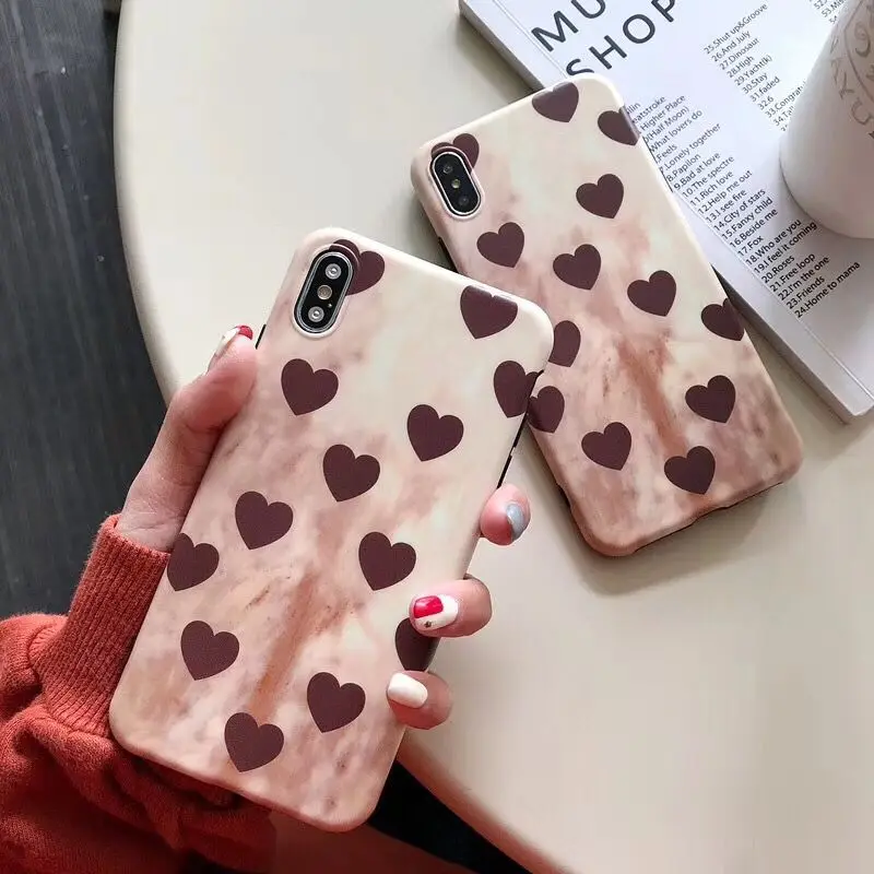 

Retro Wine Red Love Hearts Dots Case For Huawei P20 Pro Nova 3i P20 Lite Matte Soft TPU Case For huawei Honor 8 9 10 7X 8X Cover