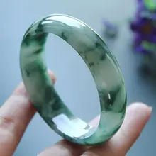 Сертифицированный Зеленый Природные жадеит нефритовый браслет овальный Форма 55-61 мм