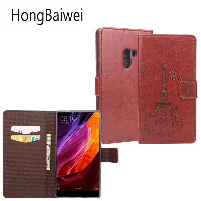 

HongBaiwei Luxury Leather Cases for Xiaomi Mix Flip Retro Phone Case Cover with Wallet Stand Card 3D Printed Eiffel Tower