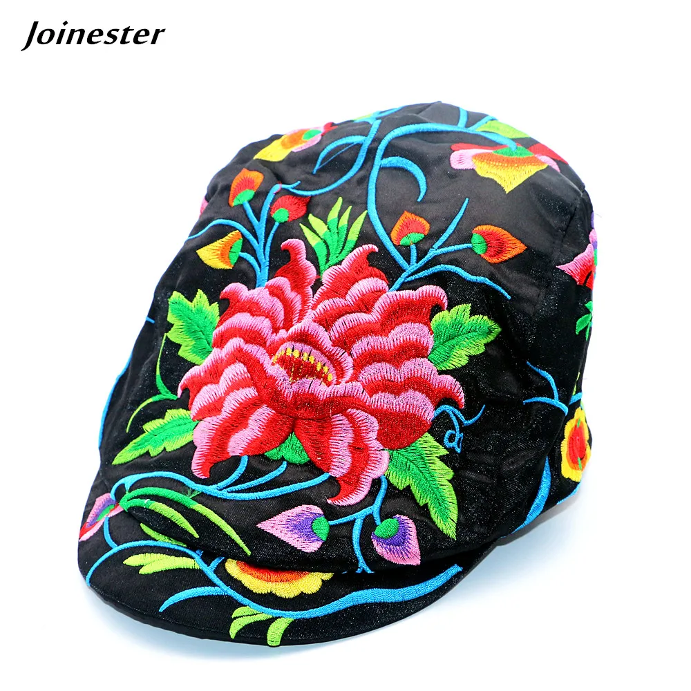 

Flower Embroider Women Visors Ethnic Vintage Casual Lady Hats Fashion Lively Girls Ponytail Peak Cap Hunting Cap Travel Sun Hat