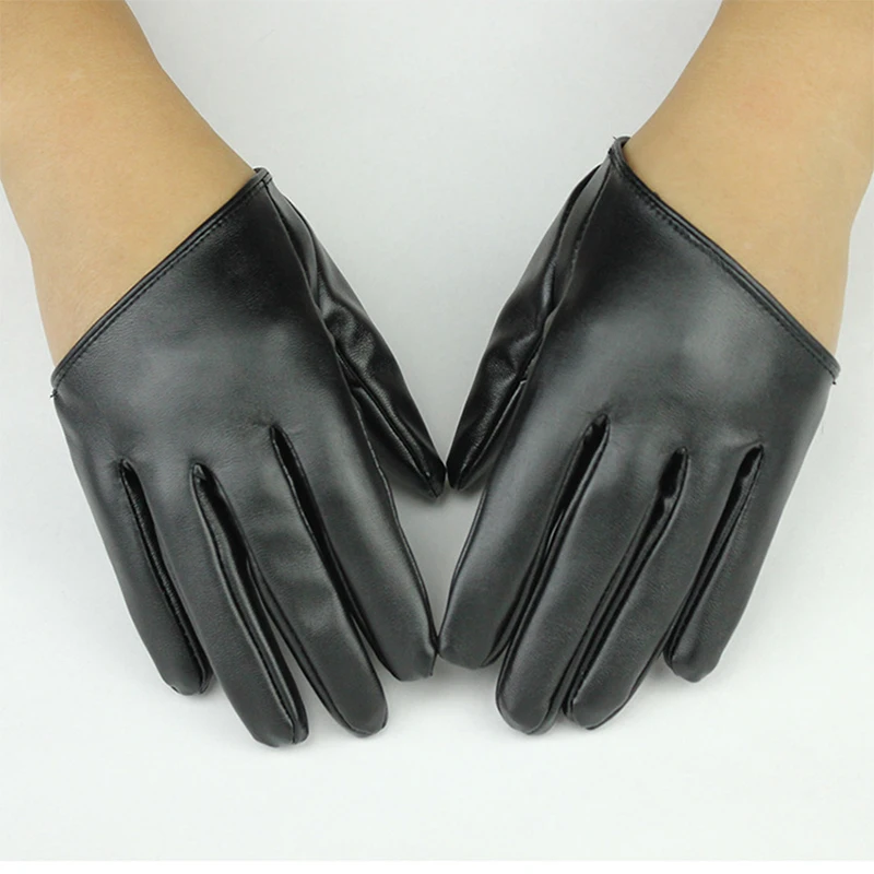 Buy PU leather half palm gloves dance hip hop gloves