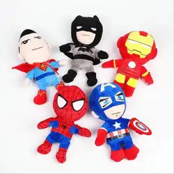 Мстители Super Hero плюшевые игрушки куклы 25 см Человек-паук Железный человек Капитан Бэтмен Американский Супермен плюшевые мягкие с