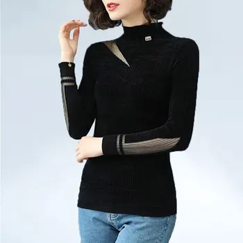 

2019 Spring Autumn Sweaters And Pullovers Women New Lace Solid color Fashion Slim Short Cashmere sweater tide Soft stretch