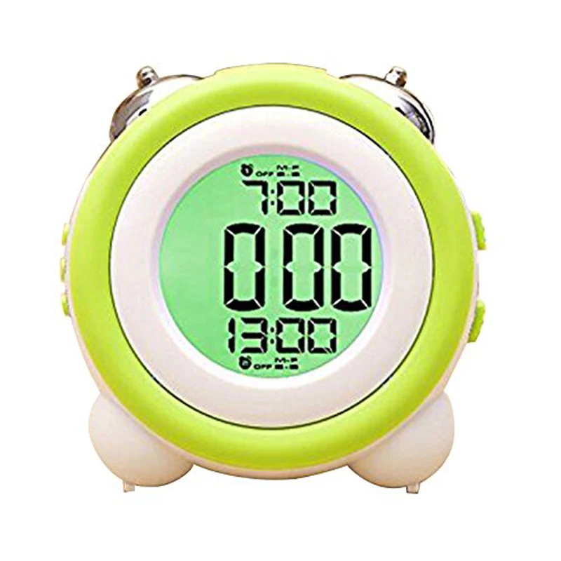 

Stay-In-Bed Light Clock, Double Bell Alarm clock with Snooze for Kids, Students