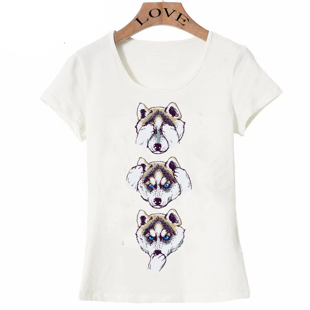 New Harajuku women T shirt NO evil husky T Shirt funny husky dog design
