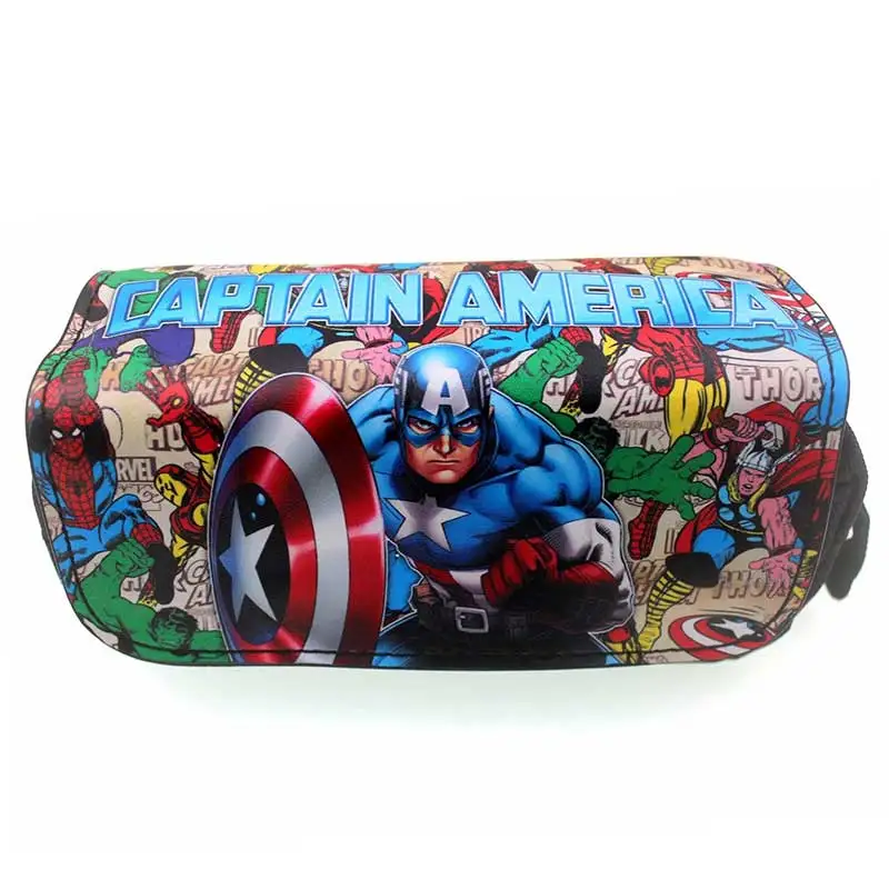 

Anime Captain America Pen Pencil Bags Leather Canvas Zipper Purse Cartoon Superman Batman Deadpool Spiderman Organizer Wallets