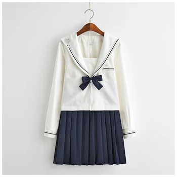 

Summer clothes for women Japanese school uniforms lovely girl Navy sailor suit JK style 2 piece set women costume long sleeve.