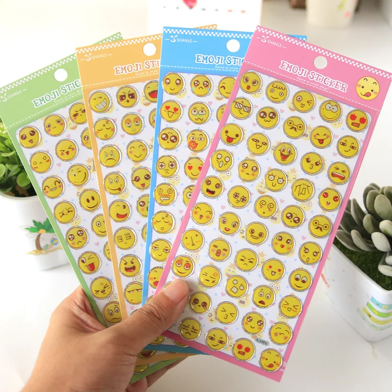 4 Sheets Cute Emoji Sticker Pack Smile Face DIY Scrapbook Sticke For Phone Decor