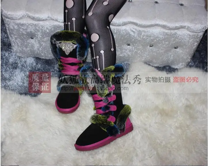 Imitación Piel Color Diamantes Becklet Botas Nieve Correas Algodón Negro De Conejo Slim Zapatos Cuero Tubo 1fxTqP5