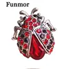 Funmor argent couleur rouge coccinelle femmes belle insecte écharpe bijoux Clips broches strass cristal pavé petit mignon bijoux broche ► Photo 1/6