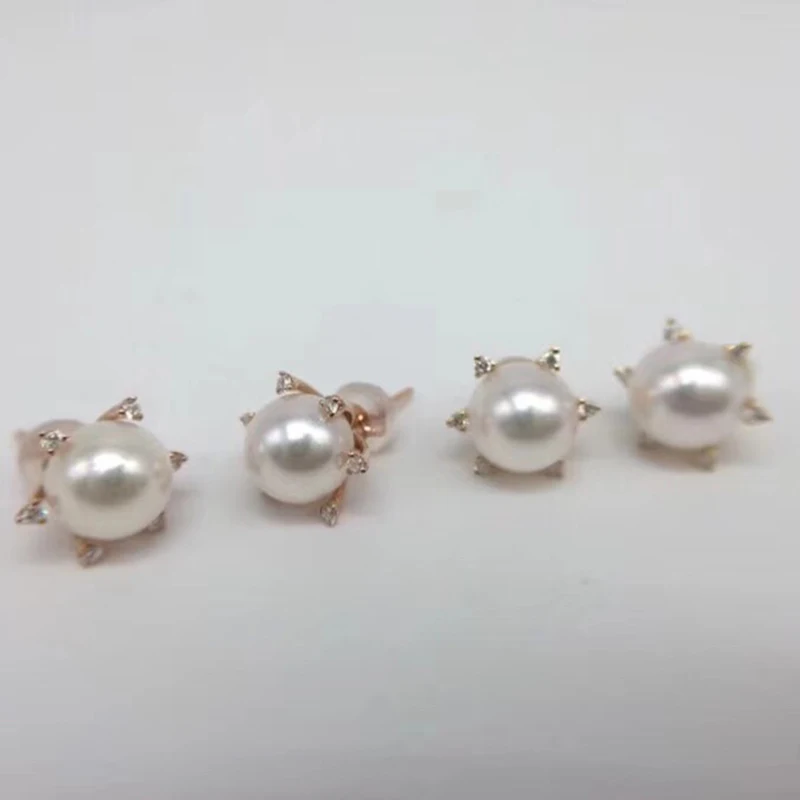 Sinya G18k AU750 Gold stud earrings for women girls Mother with 7.5-8mm southsea Pearls Fashion design high quality Hot! (5)