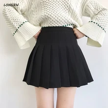 Высококачественная весенне-летняя новая Корейская мм сексуальная юбка высокая юбка с тонкой талией в студенческом стиле однотонная женская плиссированная юбка слово