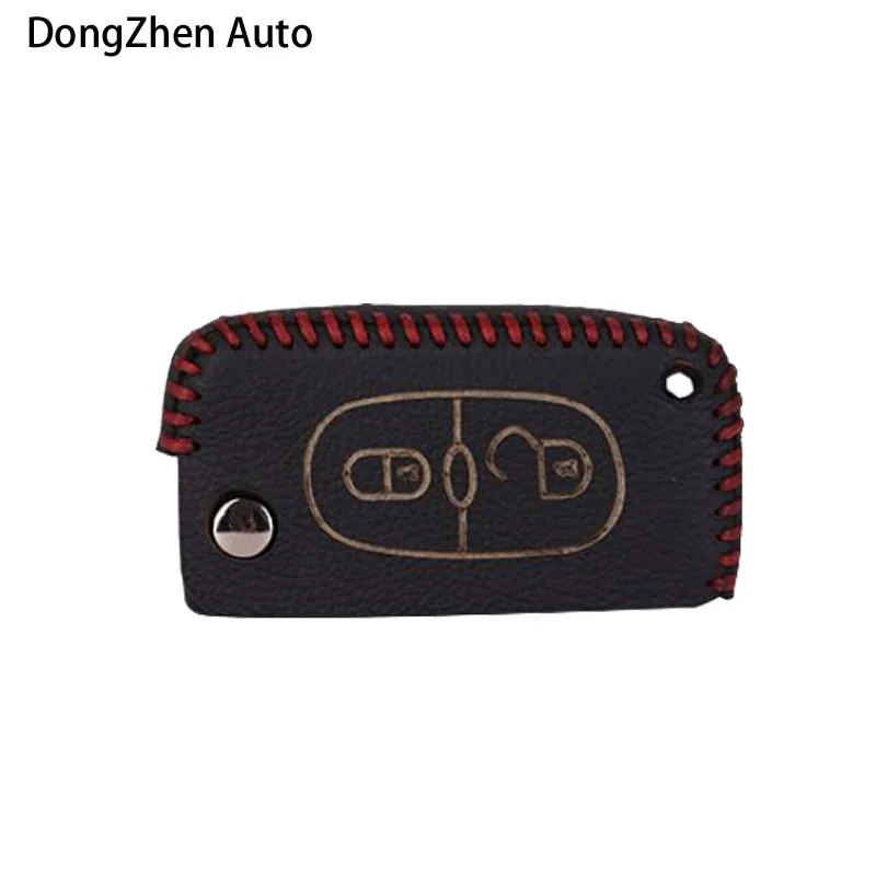 

2 Button car key covers Leather auto Protecting key cases cover bag with Ring Fit For peugeot 308 408 307 308 407 206 1set