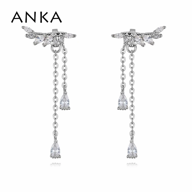 Anka New Fashion Gold Color Women Jewelry Angel Wings Earrings Gifts Anka New Fashion Gold Color Women Jewelry Angel Wings Earrings Gifts Feather Eardrop Party Jewellery Cubic