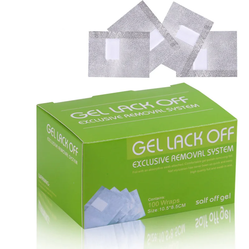 

100Pcs/box Aluminium Foil Removal Wraps with cotton Nail Art manicure tools Soak Off Acrylic uv Gel Nail Polish Remover