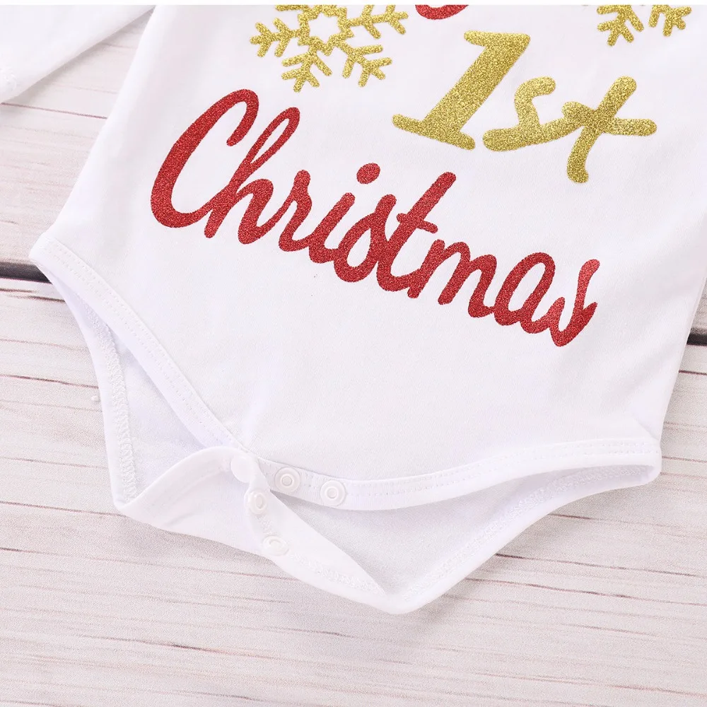 Puseky 0-24M Newborn Baby Girl Christmas Clothes Long Sleeve Cotton Romper Tops Red Plaid Bowknot Skirt Headband Outfits Clothes
