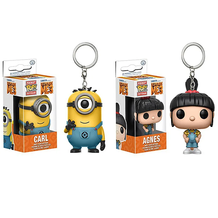 

2019 FUNKO POP New Pocket Pop Keychain Official Despicable Me Minion Carl Characters Action Figure Collectible Model Christmas