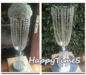 

10pcs/lot 80cm High Wedding Center Piece Decoration Luxury Crystal Pillar In Funnel Design