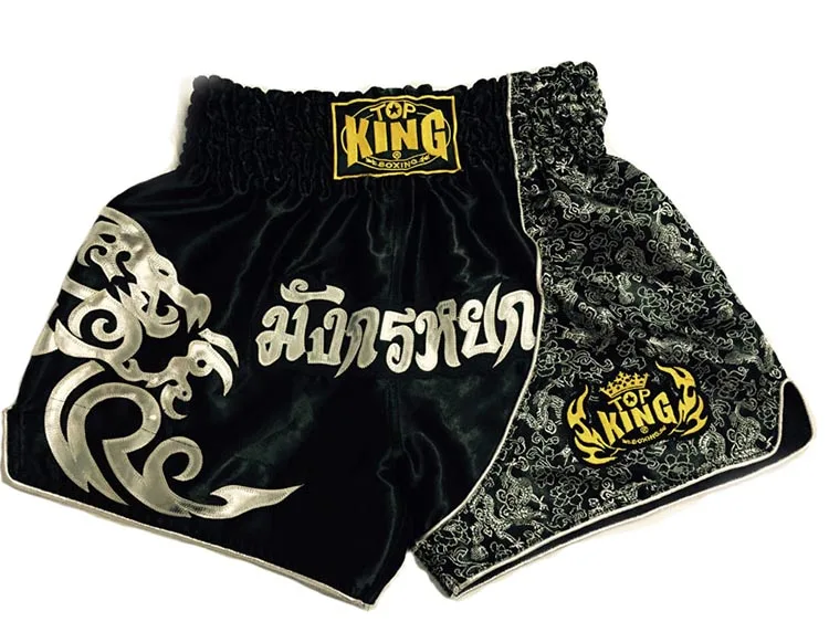 Image muay thai shorts kick boxing shorts mma fight trunks adult muay thai short mma combat sport pants Black Red silver for men women