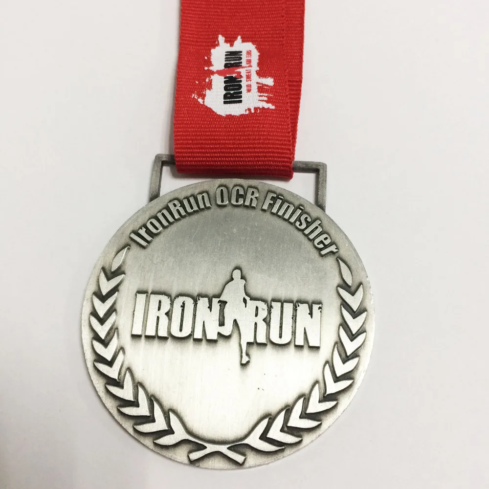 

customized medal in 57.2mm diameter one side design attached with stock ribbon/200pcs