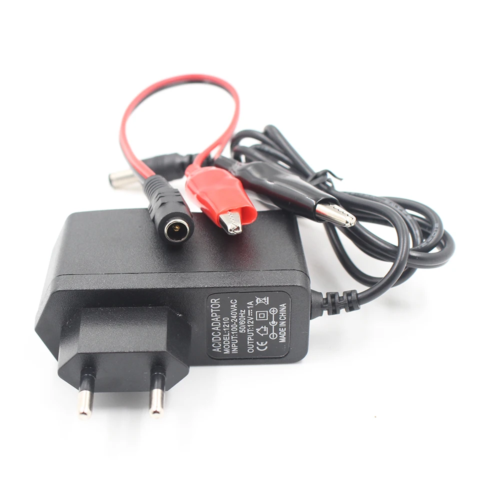 12V 1000ma Lead Acid Dry Battery Charger Adapter 1pc For Car Motorcycle 12 Volt 1A Electric Toy Tool Motor Power Charging with Clip