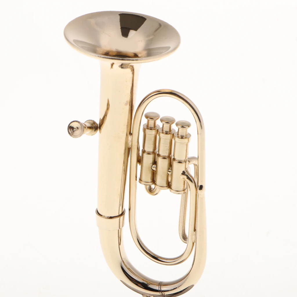 Tooyful Exquisite Copper Baritone Miniature Figurine Mini Musical Instrument Model House Office Studio Decoration
