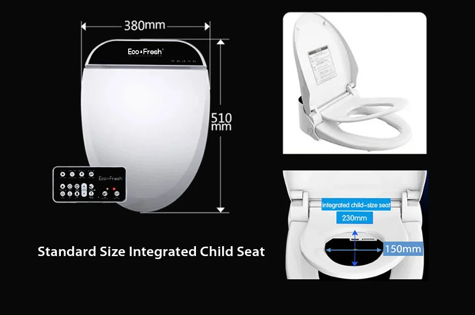 Ecofresh Смарт сиденье для туалета удлинение Электрический биде крышка тепло сидит свет интегрированный детский стул