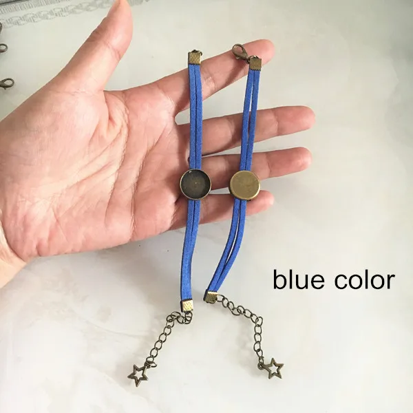 10 шт смешанных цветов Бархатный браслет с 14 мм круглая пустая основа для установки кабошона, DIY Браслеты материалы - Цвет: blue color