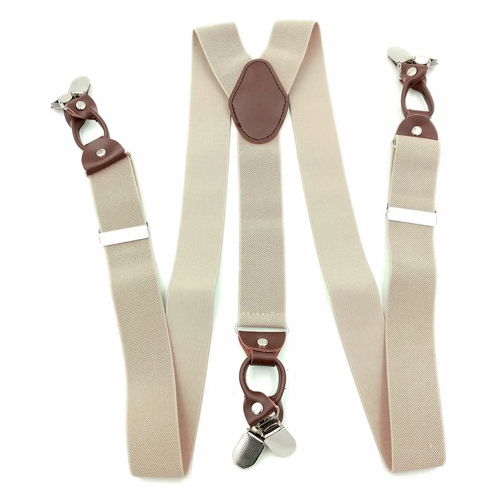 

Fashion New Vintage Leather Alloy 6 Clips Male Casual Suspenders Commercial Western-style Trousers Men's Braces Strap