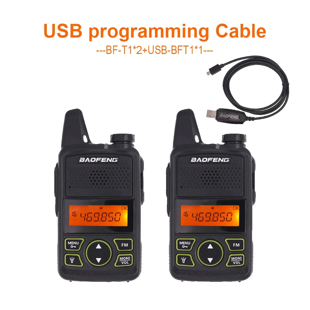 2 шт Baofeng BF-T1 портативная рация UHF 400-470MHZ двухстороннее радио Классический дизайн 0,5/1 W портативная ветчина радио Baofeng BFT1 - Цвет: BT-T1-2pcs USB-1pcs
