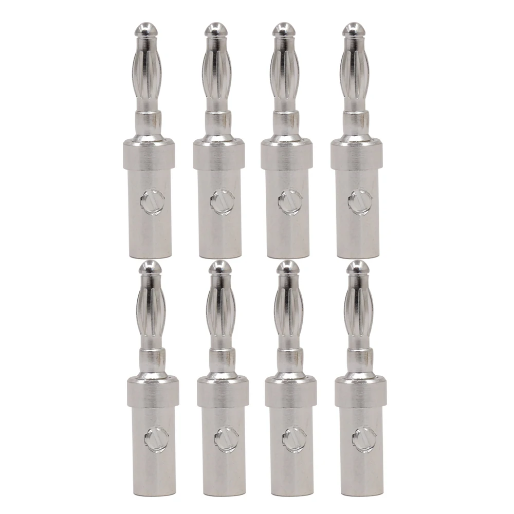 8Pcs Hifi Audio silver Plated Speaker Cable Connectors Banana plugs