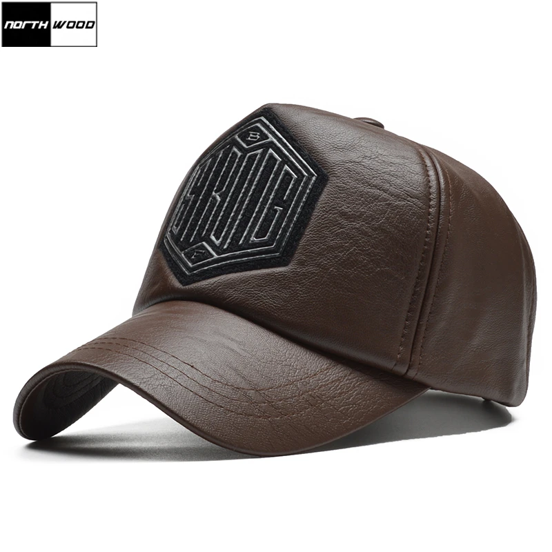 [NORTHWOOD] зимняя бейсболка из искусственной кожи с 5 панелями, мужская и женская бейсболка в стиле хип-хоп, зимняя бейсболка с рисунком
