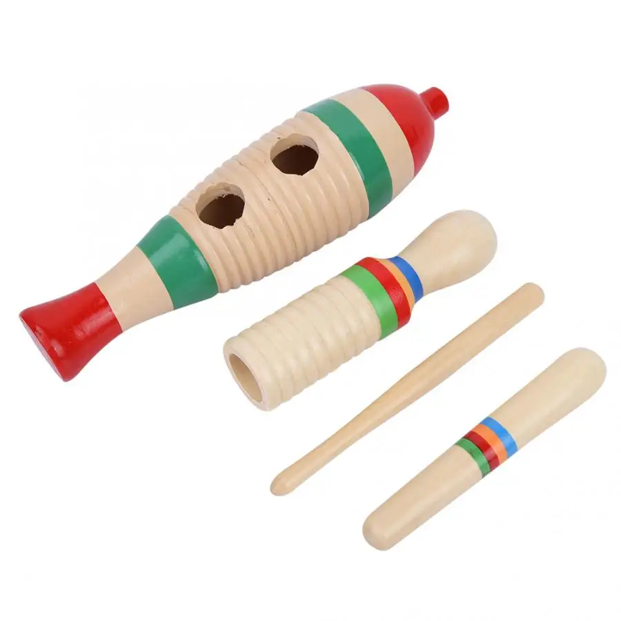 

2 Sets Wooden Scraper Guiro Sound Tube Musical Percussion Instrument for Children Kid Toy Percussion Instrument Part Accessories