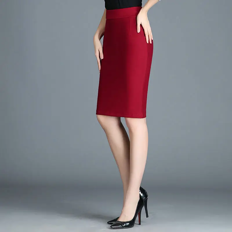 Женские сексуальные юбки-карандаш размера плюс XXXL для офиса, высокая талия, длина до колена, повседневная узкая юбка, облегающая бедра, женские юбки jupe femme