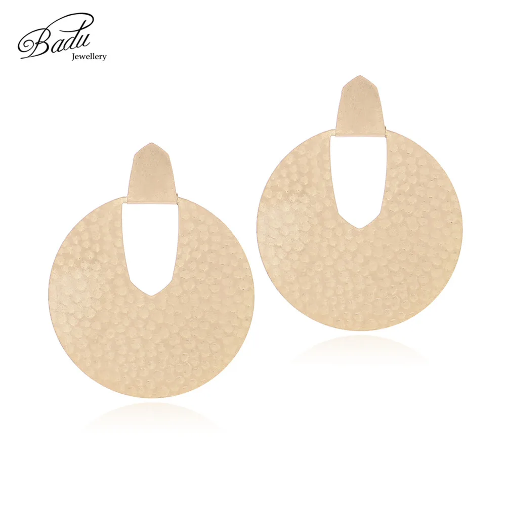 

Badu Gold Silver Stud Earring Big Round Geometric Exaggerated Earring Studs for Women Vintage Statement Jewelry Wholesale