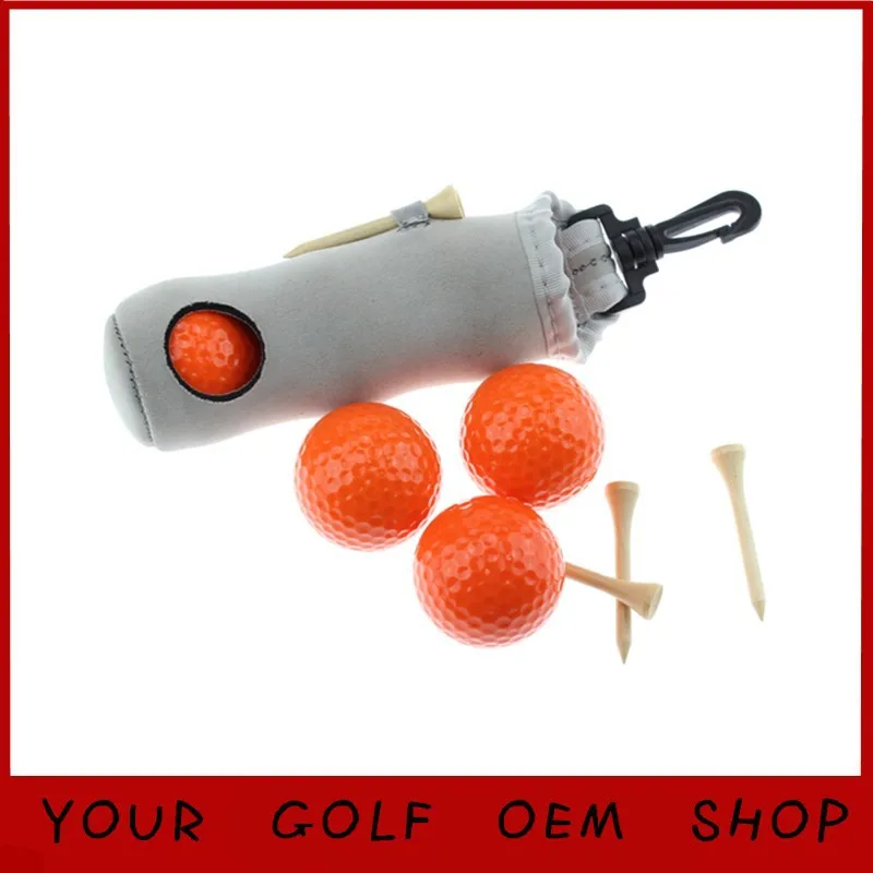 500 компл./лот супер эластичный Neoprence мини держатель мяча для игры в гольф сумка с крюком С 3 мячиками для гольфа и 3 тройниками для гольфа инструмент для гольфа сумка