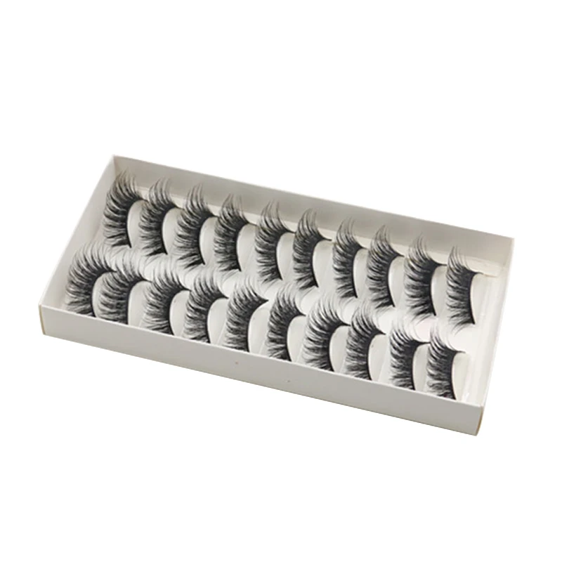 

10 Pairs Long Cross False Eyelashes Makeup Natural 3D Fake Thick Black Eye Lashes