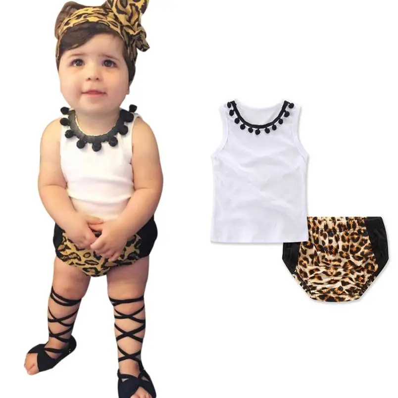 Hot Product Newborn Infant Baby Girl T Shirt Tops Leopard Print Shorts