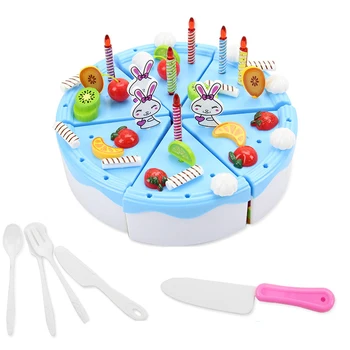 

43Pcs DIY Pretend Play Cutting Birthday Cake Kitchen Toys Cutting Sticker Fruit Food Model Gifts Toys For Children Kids Baby