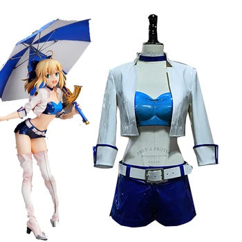 

FGO Fate Stay Night Grand Order Type Moon Saber Racing Suit Halloween Carnival Cosplay Costume Women Faux Leather Jacket