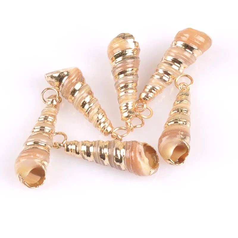 

21-25mm Natural Spiral Shell Gold Plated for DIY handmade pendant SeaShells Home decoration 5pcs TRS0152X