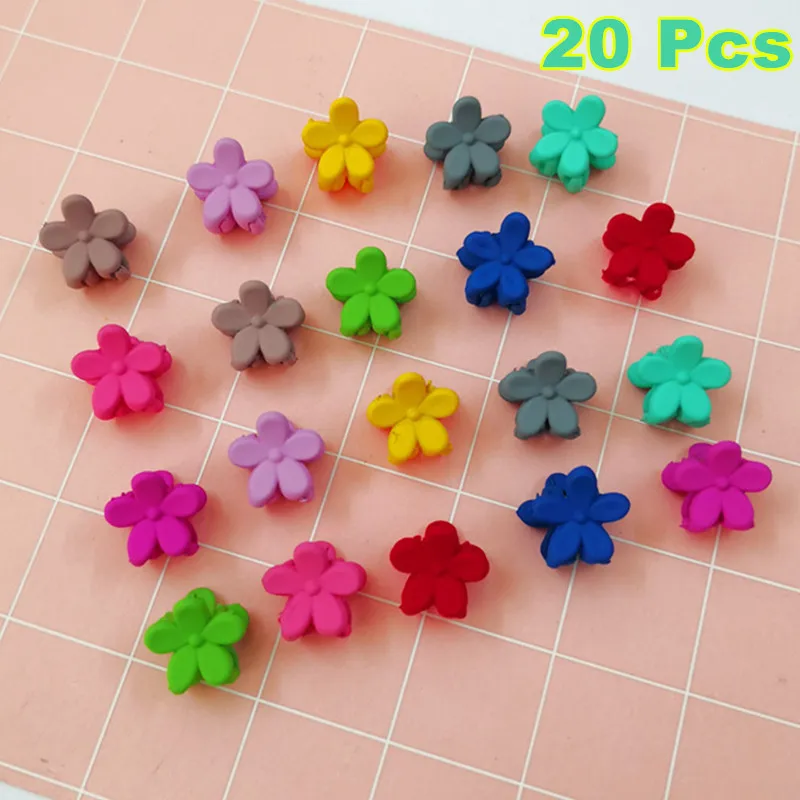 

20 Pcs/lot Plastic Resin Small Mini Candy Color Flower Girls' Hair Clips Jaw Clips Kids Hair Accessories PC072