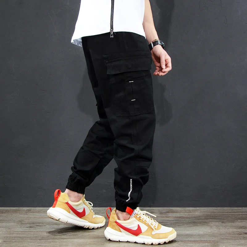 Мульти Карманы модные для мужчин джинсы для женщин штаны-карго японский стиль лодыжки окаймленные повседневное Досуг Jogger Брюки девоч