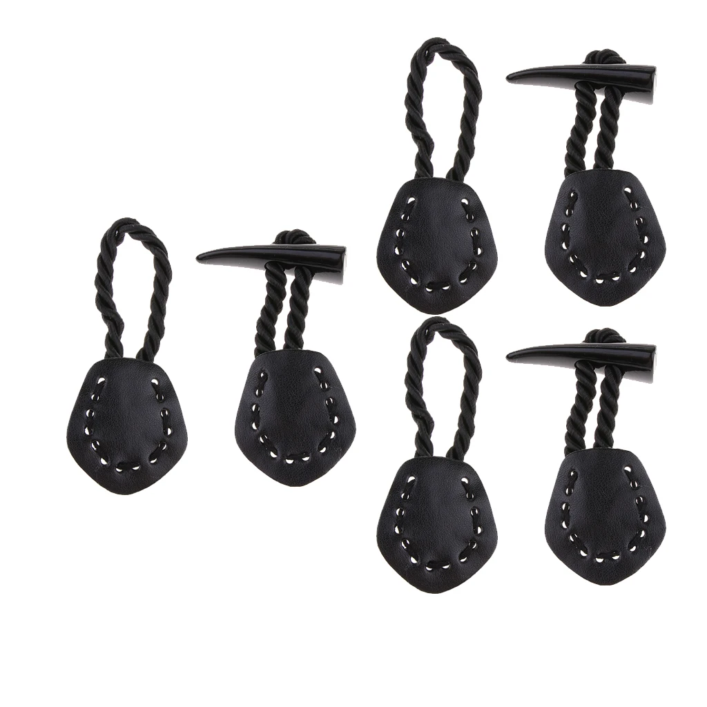 3 Pairs Fashion Horn Leather Toggle Buttons Coat Jacket Duffle Sewing Buttons